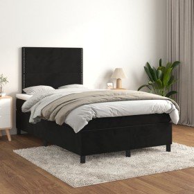 Cama box spring con colchón terciopelo negro 120x200 cm Cama box spring con colchón terciopelo negro 120x200 cm