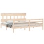Bed frame with solid wood headboard 200x200 cm by vidaXL, Beds and slatted bases - Ref: Foro24-3195176, Price: 142,97 €, Disc...