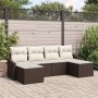 Conjunto de sofá de jardín 6 pcs Marrón Poliratán