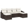 Conjunto de sofá de jardín 6 pcs Marrón Poliratán