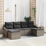 Conjunto de sofá de jardín 6 pcs Gris Poliratán