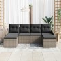 Conjunto de sofá de jardín 6 pcs Gris Poliratán