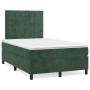 Cama box spring con colchón terciopelo verde oscuro 120x200 cm