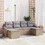Conjunto de sofá de jardín 6 pcs Beige Poliratán