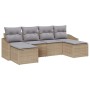 Conjunto de sofá de jardín 6 pcs Beige Poliratán