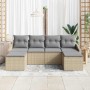 Conjunto de sofá de jardín 6 pcs Beige Poliratán