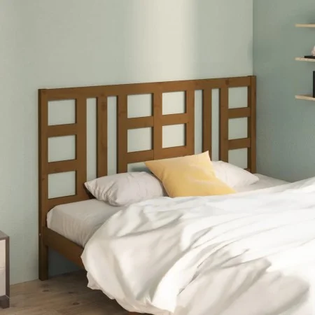 Honey brown solid pine wood bed headboard 126x4x100 cm by vidaXL, Headboards and footboards - Ref: Foro24-817833, Price: 30,3...