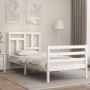 Weißer Massivholzbettrahmen mit Kopfteil 90x200 cm von vidaXL, Betten und Lattenroste - Ref: Foro24-3194947, Preis: 96,09 €, ...