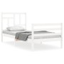 Weißer Massivholzbettrahmen mit Kopfteil 90x200 cm von vidaXL, Betten und Lattenroste - Ref: Foro24-3194947, Preis: 96,09 €, ...