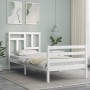 Weißer Massivholzbettrahmen mit Kopfteil 90x200 cm von vidaXL, Betten und Lattenroste - Ref: Foro24-3194947, Preis: 96,09 €, ...