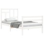 Weißer Massivholzbettrahmen mit Kopfteil 90x200 cm von vidaXL, Betten und Lattenroste - Ref: Foro24-3194947, Preis: 96,09 €, ...