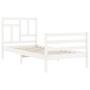 Weißer Massivholzbettrahmen mit Kopfteil 90x200 cm von vidaXL, Betten und Lattenroste - Ref: Foro24-3194947, Preis: 96,09 €, ...
