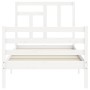 White solid wood bed frame with headboard 90x200 cm by vidaXL, Beds and slatted bases - Ref: Foro24-3194947, Price: 96,09 €, ...