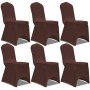 Funda de silla elástica 6 unidades marrón