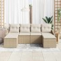Conjunto de sofá de jardín 6 pcs Beige Poliratán