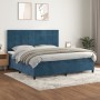 Cama box spring con colchón terciopelo azul oscuro 200x200 cm