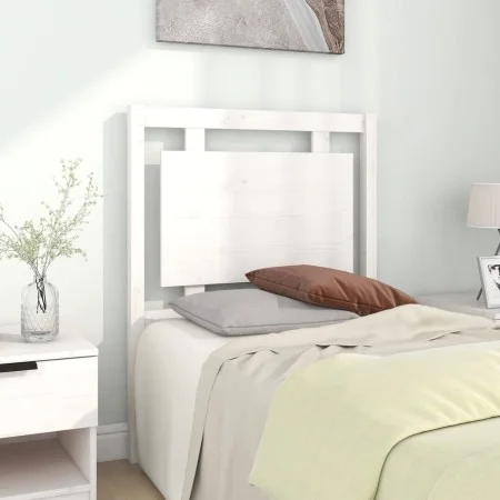 Solid white pine wood bed headboard 80.5x4x100 cm by vidaXL, Headboards and footboards - Ref: Foro24-817916, Price: 52,77 €, ...