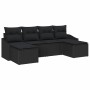 Conjunto de sofá de jardín 6 pcs Negro Poliratán