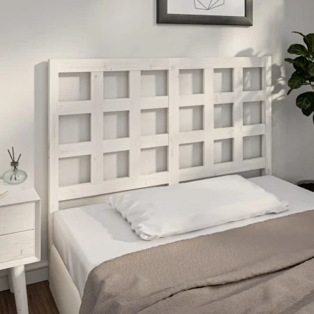 Solid white pine wood bed headboard 125.5x4x100 cm by vidaXL, Headboards and footboards - Ref: Foro24-817881, Price: 36,86 €,...