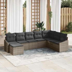 Conjunto de sofá de jardín 8 pcs Gris Poliratán