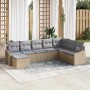Conjunto de sofá de jardín 8 pcs Beige Poliratán