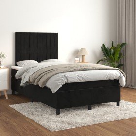 Cama box spring con colchón terciopelo negro 120x200 cm Cama box spring con colchón terciopelo negro 120x200 cm