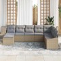 Conjunto de sofá de jardín 8 pcs Beige Poliratán