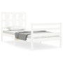 White solid wood bed frame with headboard 90x200 cm by vidaXL, Beds and slatted bases - Ref: Foro24-3194102, Price: 105,62 €,...