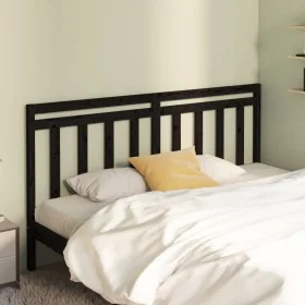 Solid black pine wood bed headboard 206x4x100 cm by vidaXL, Headboards and footboards - Ref: Foro24-817814, Price: 35,54 €, D...