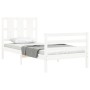 Weißer Massivholzbettrahmen mit Kopfteil 90x200 cm von vidaXL, Betten und Lattenroste - Ref: Foro24-3194102, Preis: 105,62 €,...