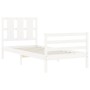 Weißer Massivholzbettrahmen mit Kopfteil 90x200 cm von vidaXL, Betten und Lattenroste - Ref: Foro24-3194102, Preis: 105,62 €,...