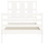 Weißer Massivholzbettrahmen mit Kopfteil 90x200 cm von vidaXL, Betten und Lattenroste - Ref: Foro24-3194102, Preis: 105,62 €,...