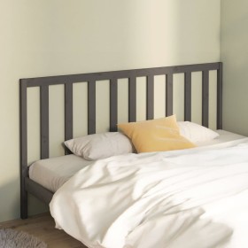 Cabecero de cama madera maciza de pino gris 206x4x100 cm de vidaXL, Cabeceros y pies de cama - Ref: Foro24-817762, Precio: 32...