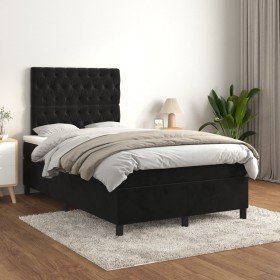 Cama box spring con colchón terciopelo negro 120x200 cm Cama box spring con colchón terciopelo negro 120x200 cm