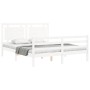 Double bed frame with white solid wood headboard by vidaXL, Beds and slatted bases - Ref: Foro24-3194057, Price: 167,26 €, Di...