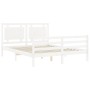 Double bed frame with white solid wood headboard by vidaXL, Beds and slatted bases - Ref: Foro24-3194057, Price: 167,26 €, Di...