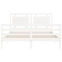 Double bed frame with white solid wood headboard by vidaXL, Beds and slatted bases - Ref: Foro24-3194057, Price: 167,26 €, Di...