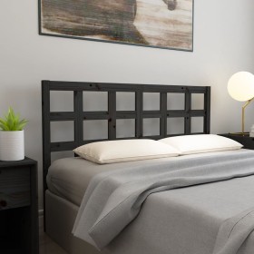 Solid black pine wood bed headboard 145.5x4x100 cm by vidaXL, Headboards and footboards - Ref: Foro24-817894, Price: 45,15 €,...
