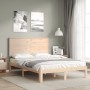 Bed frame with solid wood headboard 120x200 cm by vidaXL, Beds and slatted bases - Ref: Foro24-3193656, Price: 128,13 €, Disc...