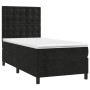 Cama box spring con colchón cuero sintético negro 90x190 cm