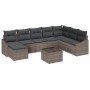 Conjunto de sofá de jardín 9 pcs Gris Poliratán
