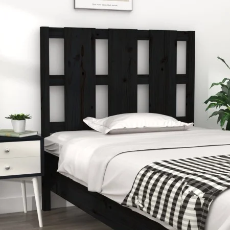 Solid black pine wood bed headboard 105.5x4x100 cm by vidaXL, Headboards and footboards - Ref: Foro24-817979, Price: 41,64 €,...