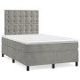 Cama box spring con colchón terciopelo gris claro 120x200 cm