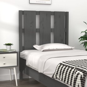 Cabecero de cama madera maciza de pino gris 80,5x4x100 cm de vidaXL, Cabeceros y pies de cama - Ref: Foro24-817967, Precio: 2...
