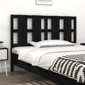 Solid black pine wood bed headboard 145.5x4x100 cm by vidaXL, Headboards and footboards - Ref: Foro24-817994, Price: 51,45 €,...