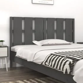 Solid gray pine wood bed headboard 155.5x4x100 cm by vidaXL, Headboards and footboards - Ref: Foro24-817997, Price: 46,89 €, ...