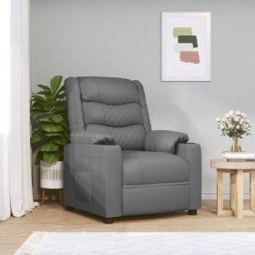 Sillón de masaje eléctrico cuero sintético gris