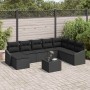 Conjunto de sofá de jardín 9 pcs Negro Poliratán