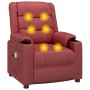 Sillón de masaje eléctrico cuero sintético rojo tinto