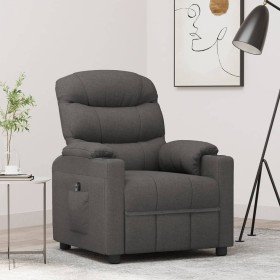Sillón reclinable eléctrico de tela gris oscuro